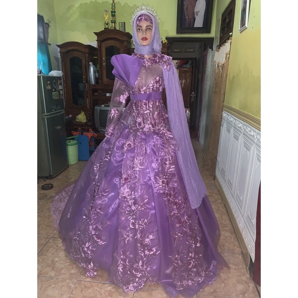 gaun warna ungu muda model terbaru