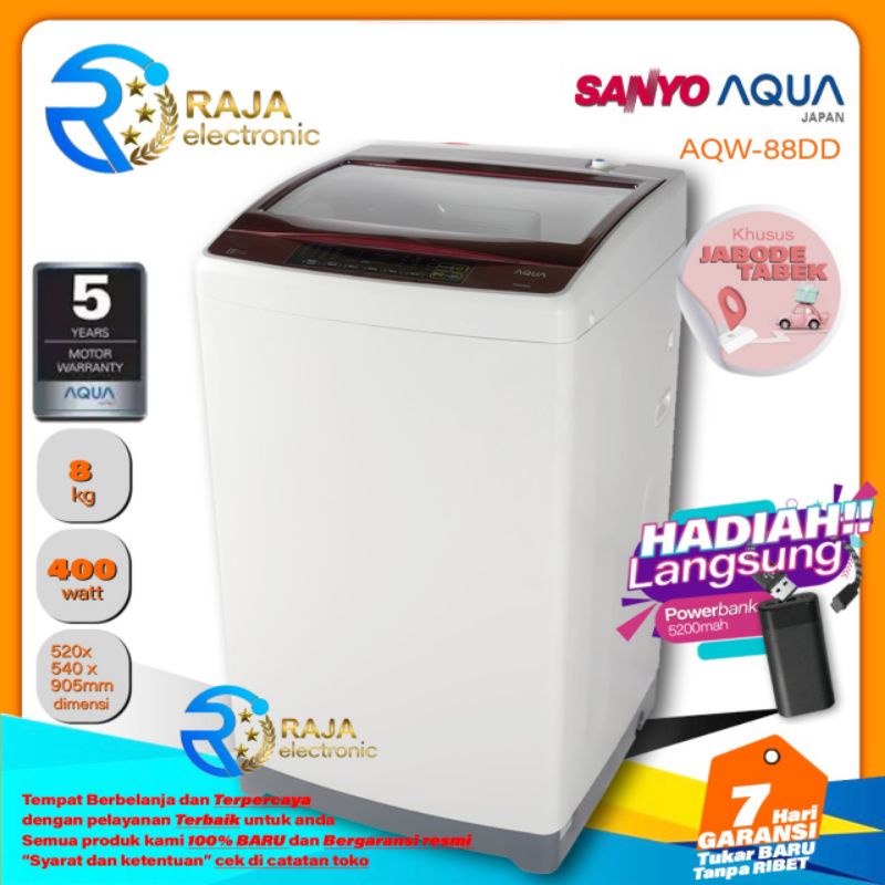 Mesin Cuci AQUA JAPAN AQW-88DD 1 Tabung Top Loading Full Otomatis bergaransi resmi AQUA SANYO