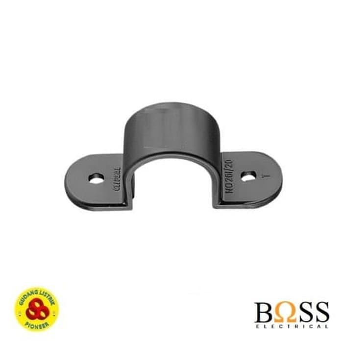 BOSS KLEM PIPA CONDUIT 20MM HITAM / CLAMP PIPA LISTRIK 20 MM