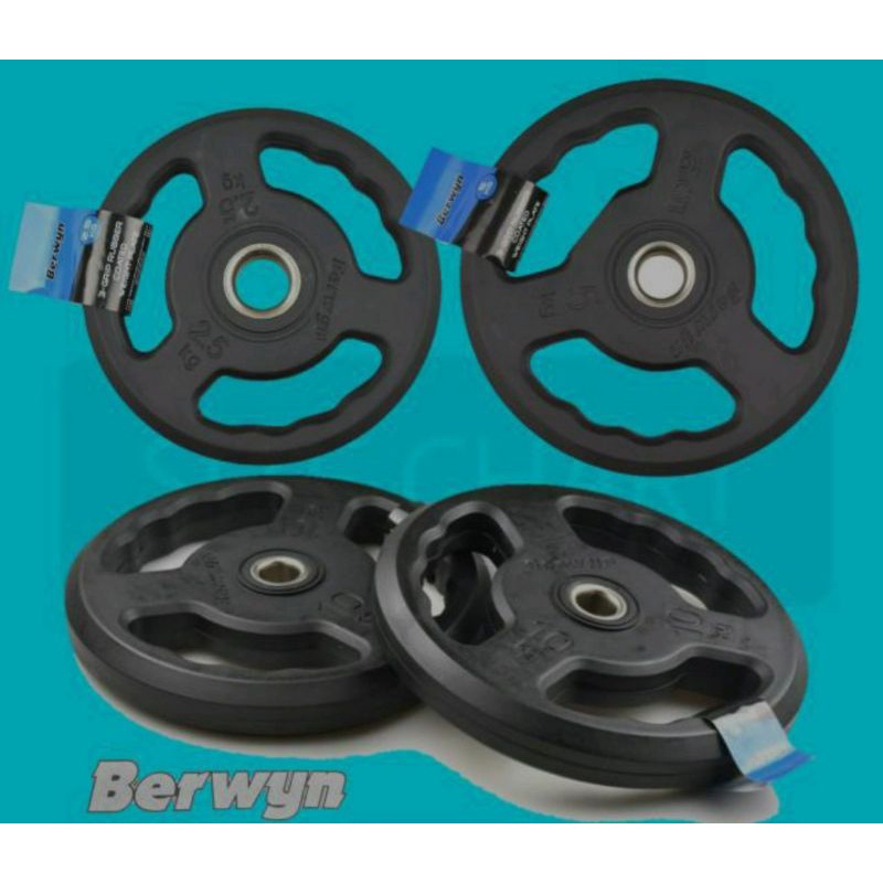 BERWYN 3 GRIP WEIGHT PLATE DUMBBELL/ACE BARBEL 2,5KG &amp; 5KG/ACE 3-GRIP RUBBER COATED 2,5 KG &amp; 5 KG