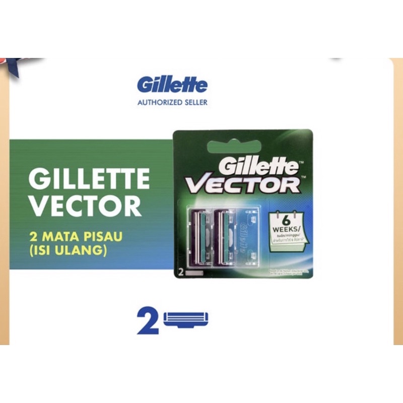 Gillette Vector Alat Cukur Razor Pisau Cukur Isi Ulang - Cukur Kumis Pria - Gillette Refill Pisau Cukur Pria Gillete Isi Ulang Penganti Pisau Cukur Kumis