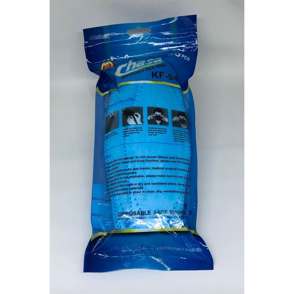 Masker KF94 CHASA Sachet Ziplock 20pcs 3D Stereoscopic Fish