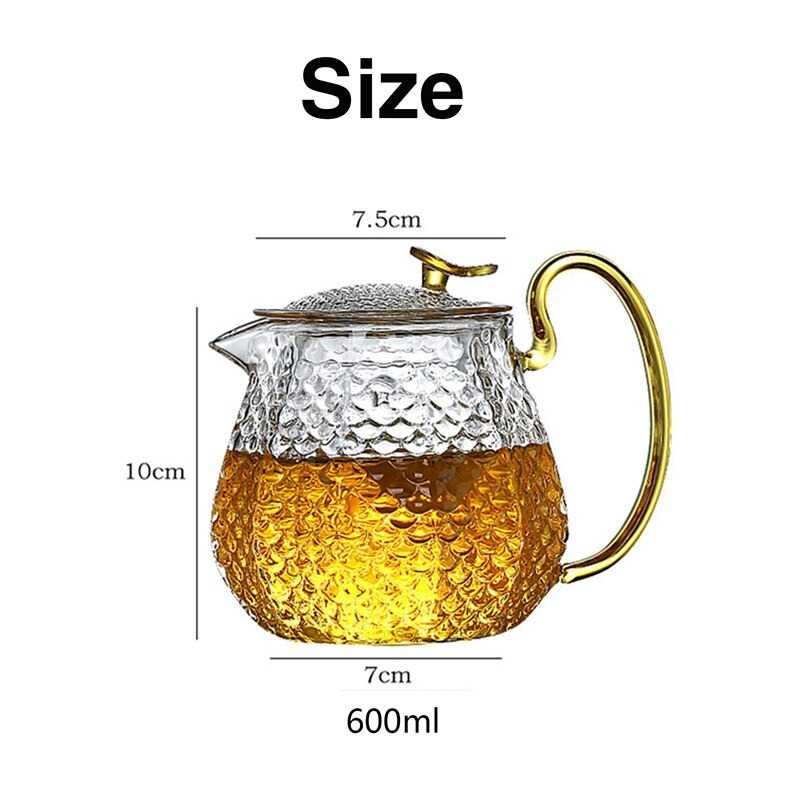 Teko Kaca Pitcher Teh Set 600ml 4 Pcs Gelas Borosilicate Glass