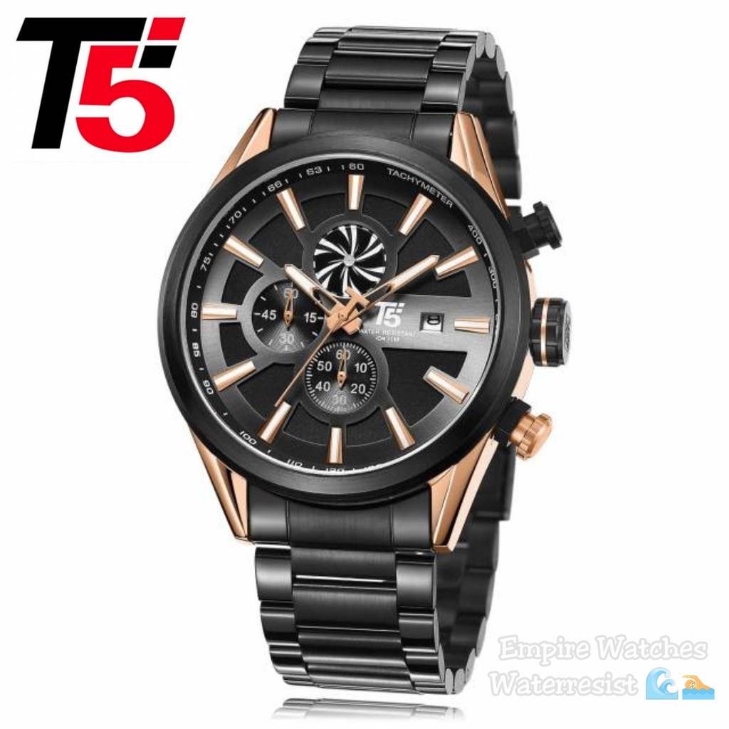 Jam Tangan T5 H3627G 36275 H3627 Pria Cowok Analog Chrono dan Tanggal Aktif Rantai Stainless Origina