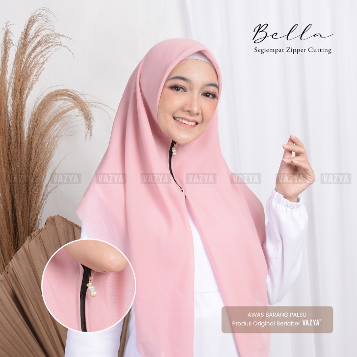 alfatih store segiempat Zipper Bella Square Lasercut Polycotton Hijab Zipper Polos Jilbab Resleting Ziper Bella Square Hijab Instan Terbaru Kekinian