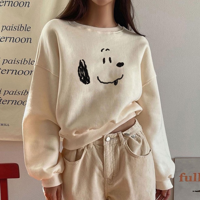 Sweater Wanita Snopie Dog Face - Bahan Fleece - Ukuran Allsize