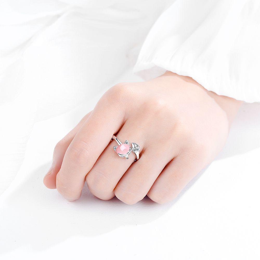 Mxbeauty Cincin Pembukaan Wanita Elegan Vintage Hadiah Gadis Merah Muda Ultra-Halus Temperamen Gaya Korea Ring