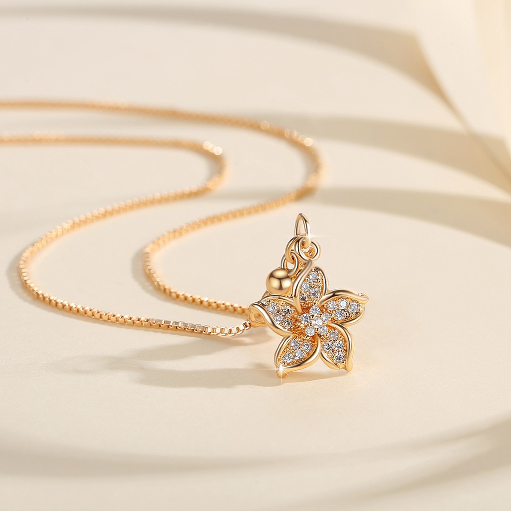 Y631 【COD】 Kalung Liontin Flower/Bunga Terbaru Kalung Hati Berlian Rantai Lapis Emas Aksesoris Wanita Fashion