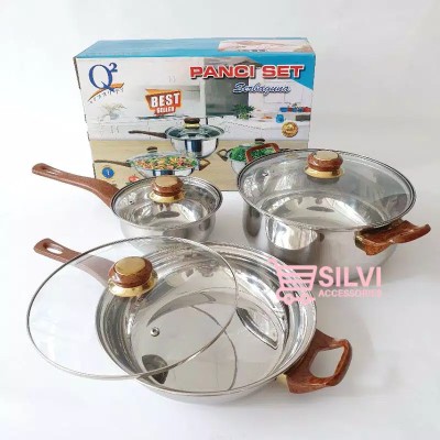 Panci Set Wajan Serbaguna Q2 7206 Panci Stainless