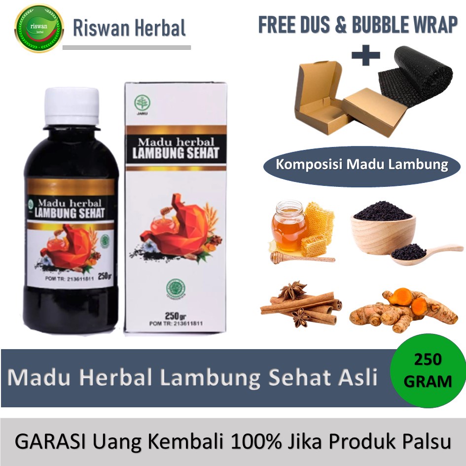 Madu Herbal Sehat Lambung Original Menurunkan Asam Lambung Obat GERD Magh Maag Kronis Aman Untuk Anak Dan Dewasa Original Bpom