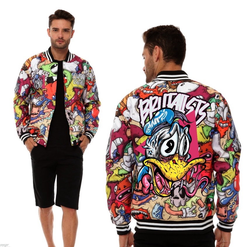 COD | Jaket Varsity Pria Baseball Jaket Bomber Sukajan Pria Original Brutalist Denim Jaket cowok ter