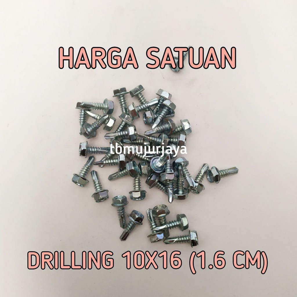 Baut Roofing / Self Drilling Screw / Baut Baja Ringan / Atap Galvalum 10x16 (1.6 cm) Satuan