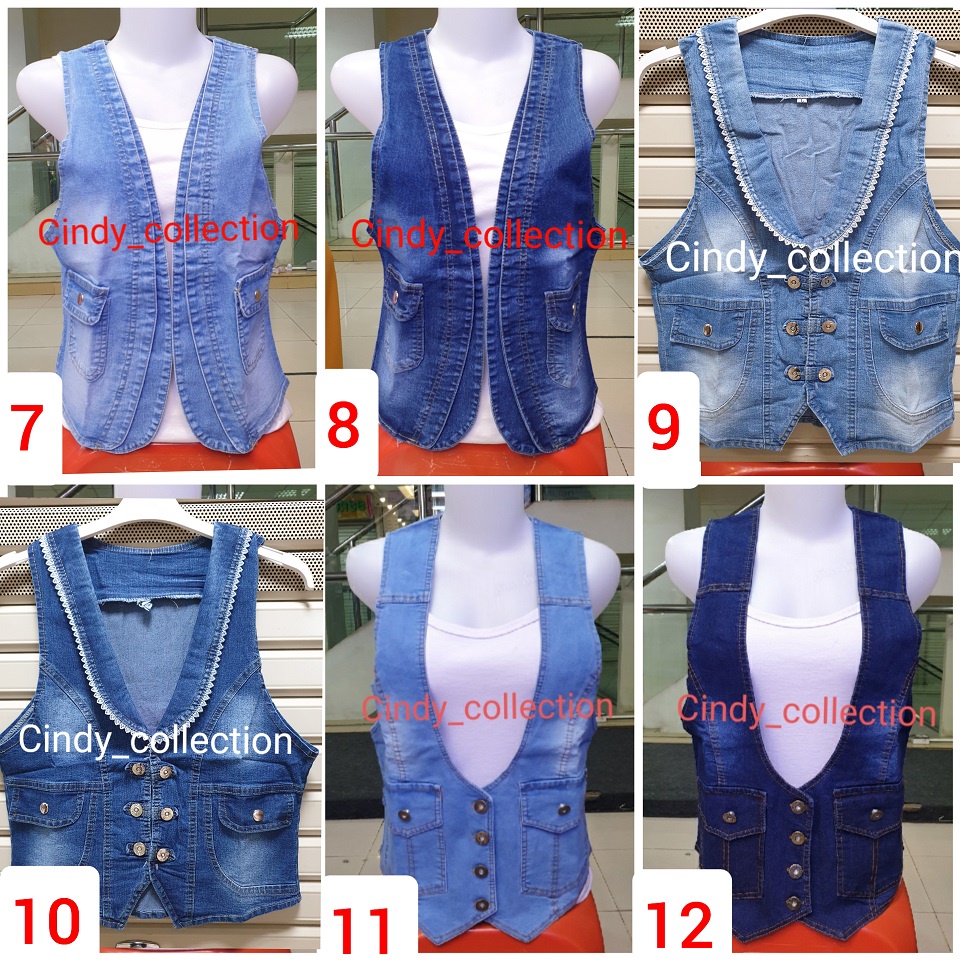 ROMPI JEANS WANITA TEBAL L XL ROMPI CEWEK ROMPI WANITA VEST DENIM OUTER Trendy Terbaru Kekinian