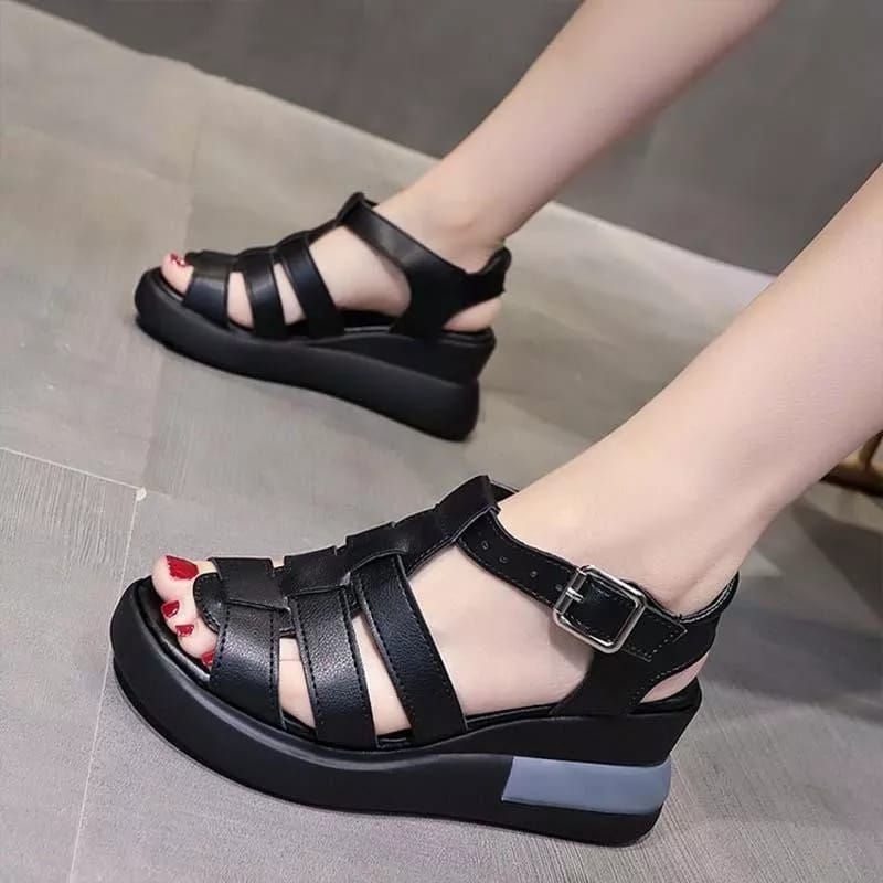 COD ( BAYAR DITEMPAT ) Weadges Fashion Wanita Sandal Casual / Sandal Wanita Laba-Laba Tali Belakang
