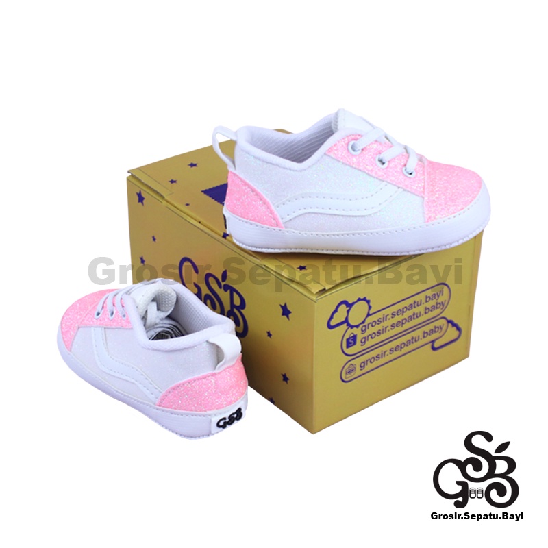 sepatu bayi baby shoes prewalker perempuan newborn umur 2 - 12 bulan model glitter oldskool