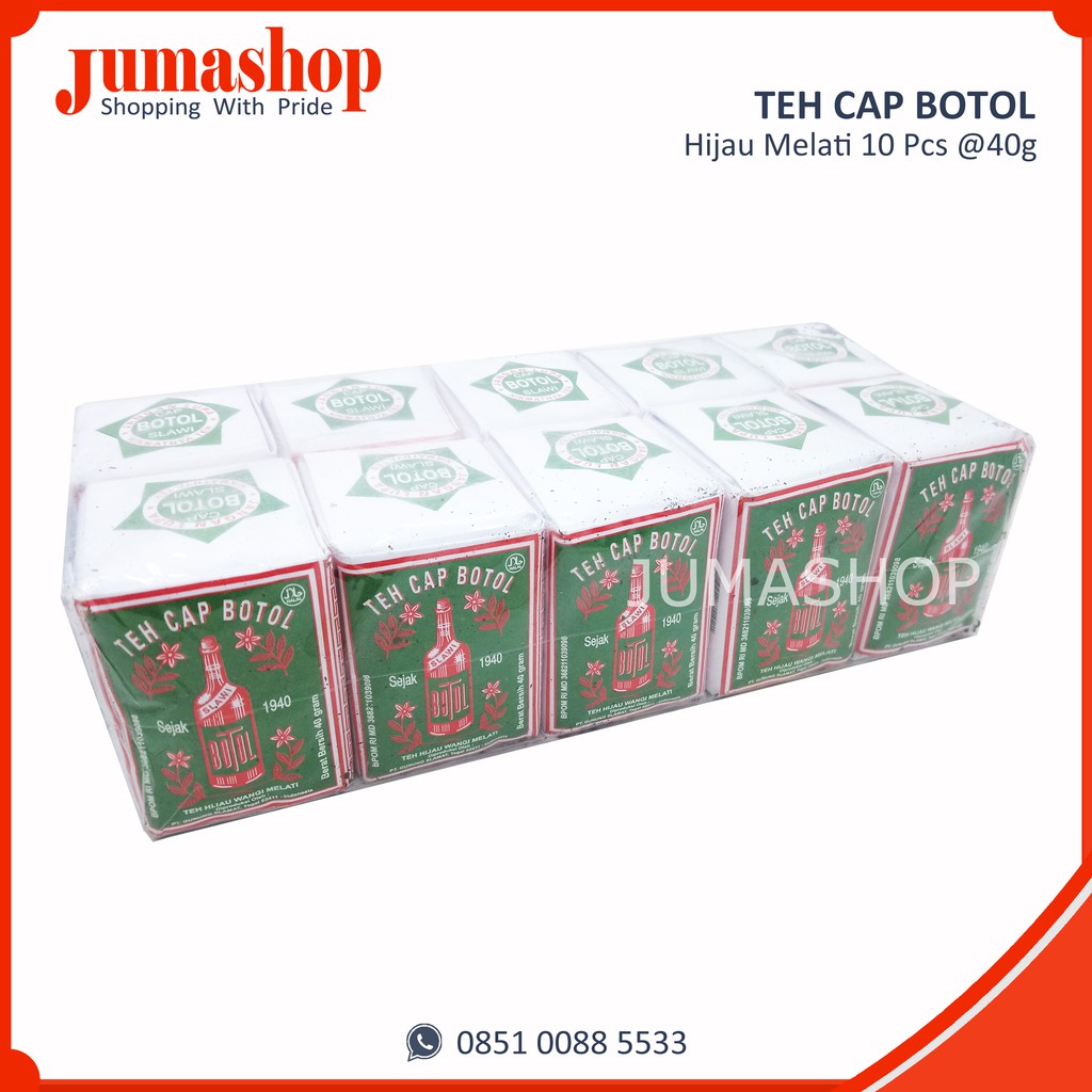 

Teh Cap Botol Hijau Melati 10Pcs @40g Tubruk Brewed Tea-Jumashop Tegal