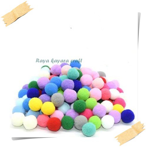 Pompom duri/Pompom Polos Bola Bulu/Edufuntoys/sensory toys/Mainan Anak/per pak 15mm  50bh