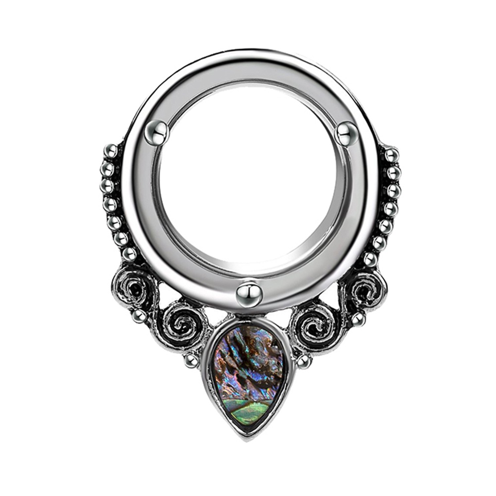 Hu Hu Hu Hu Hu Alat Bantu Pasang Kacamata♡ 1pc Anting Tindik Tunnel Kulit Kerang Abalone Bentuk Tetesan Air Untuk Wanita