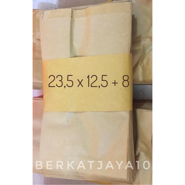 Paper Bag Uk. 23.5x12.5+8 (Isi 10 pcs) Kantong Kertas untuk Roti, Fried Chicken, Snack