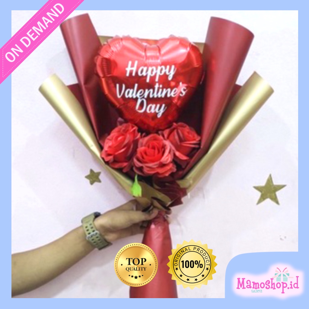 Hand Bouquet Valentine Gift Hadiah Hampers Buket Bunga Balon