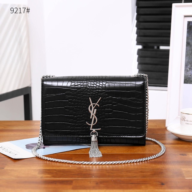 YSL Saint Laurent Clucth-Croco SHW 9217#