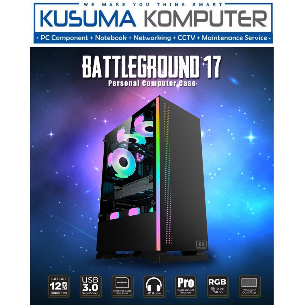 Casing Simbadda Battleground 17 RGB Tempered Glass