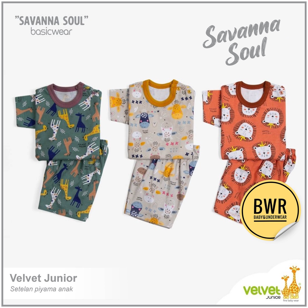 Velvet Junior Terbaru PENDEK Parade Of Joy Brilliant Blue / Setelan Anak Unisex Magical Savanna Southern Lengan Pendek Terlaris | Bwr