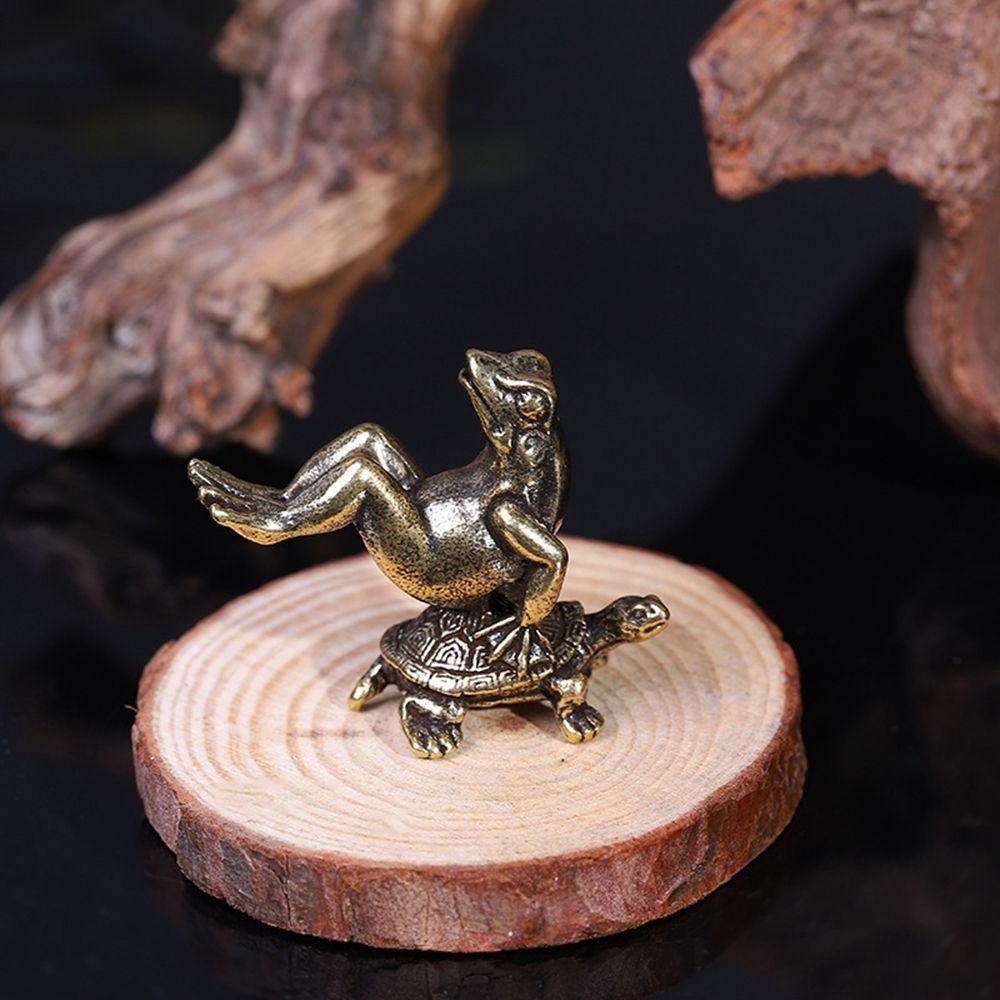 [Elegan] Patung Kodok Zen Tembaga Turtle Frog Budha Kerajinan Tangan Patung Hewan