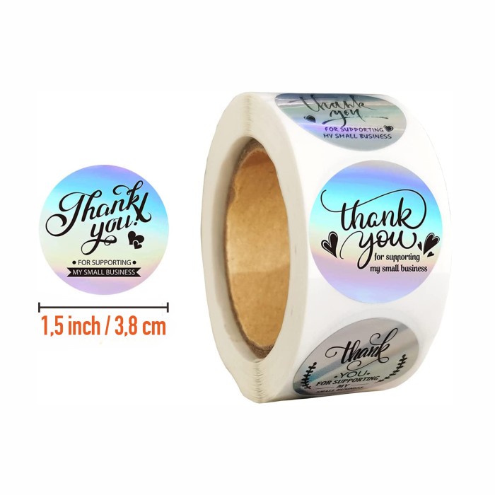 

Label Sticker Thank You Holographic Stiker Tag Segel Amplop Undangan Bingkisan Kado Hologram 3,8 cm / 1,5 inch