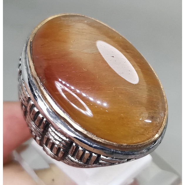 Cincin Batu Permata Antik Kecubung Rambut Cendana Emas