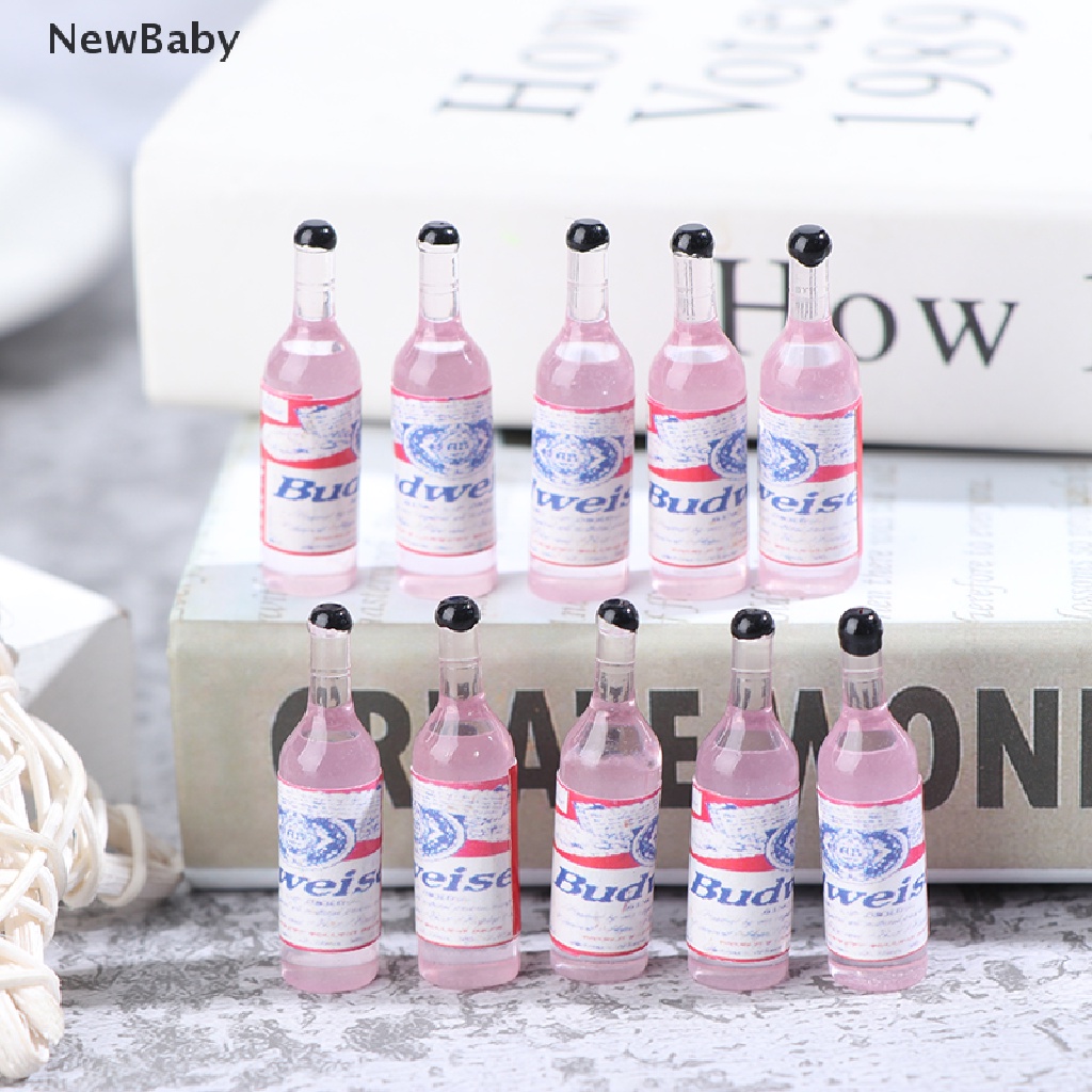 Newbaby 10Pcs / set Mainan Miniatur Botol Wine Bahan Resin Untuk Aksesoris Rumah Boneka 1 / 12