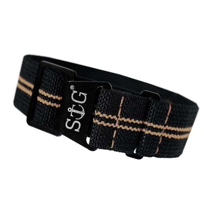 Strapguy Mn Style 20Mm Black & Sand Strap Black Hardware Mk. Ii Terbaru