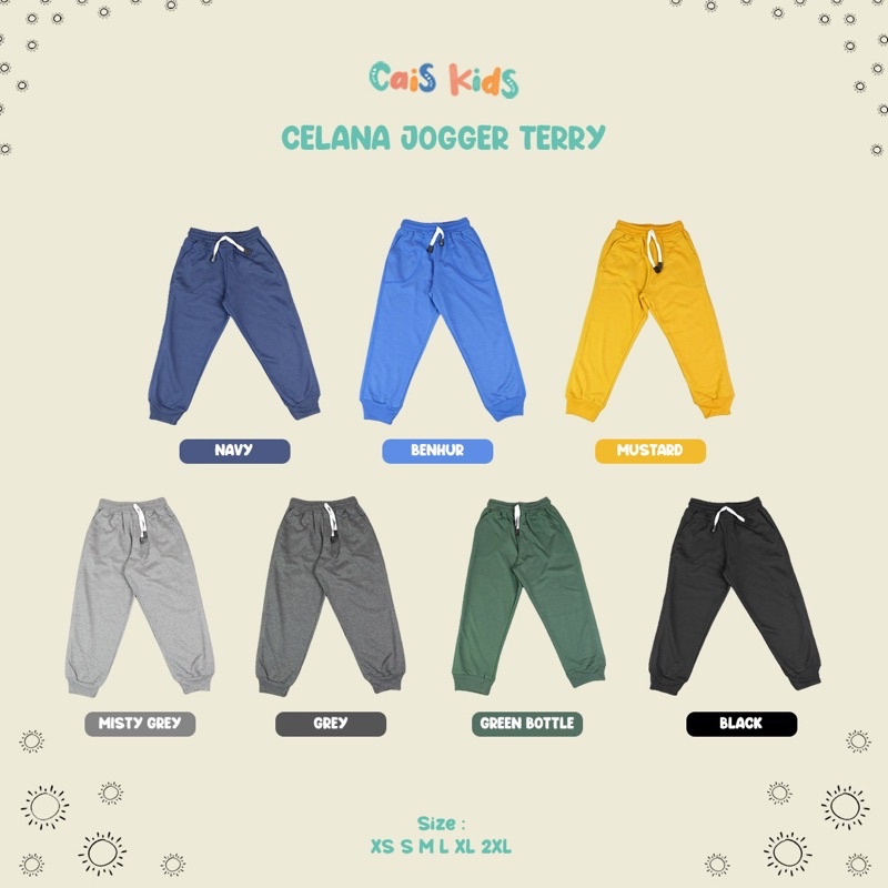 Celana Jogger Anak 1-7 Tahun bahan baby terry premium