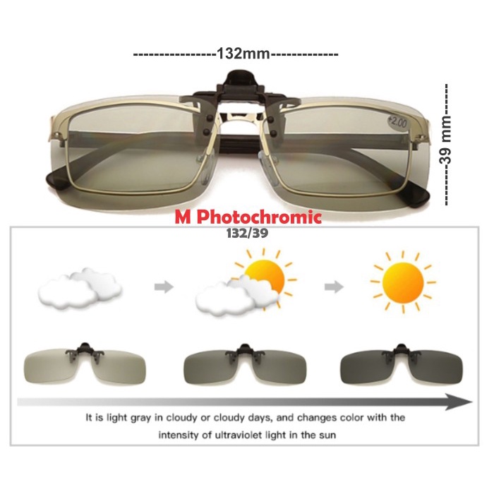 Kacamata Clip Ons/Klip On Polarized Flip Up - M Photochromic