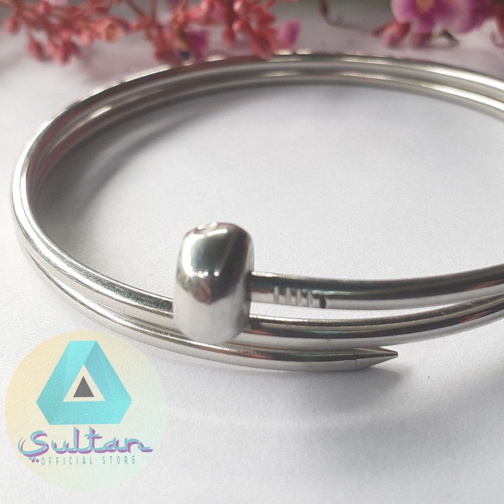 Gelang Monel Dewasa Anti Karat Model Paku 2 Lilitan #GM015