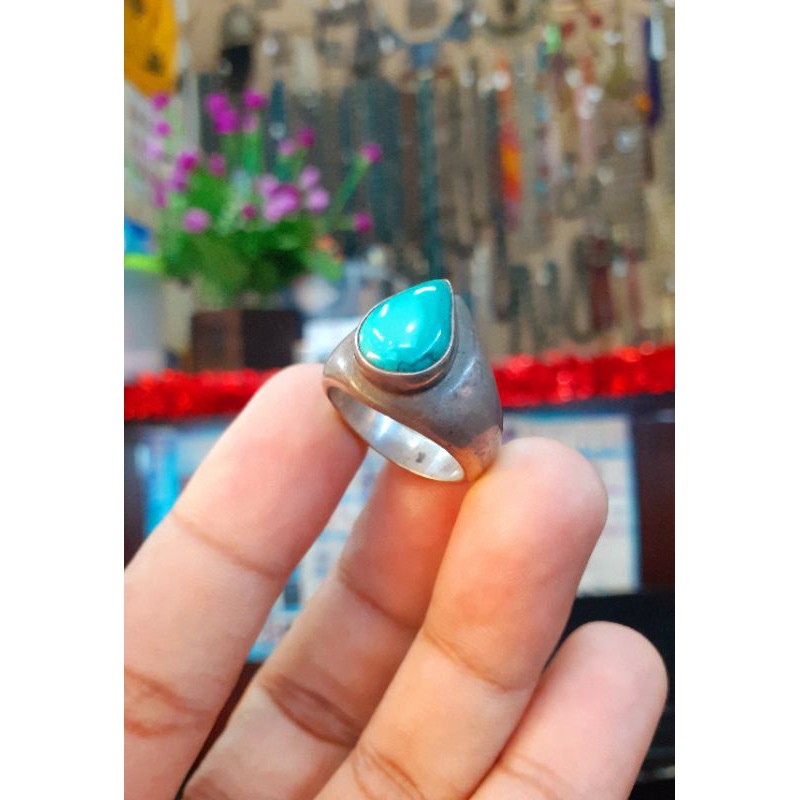 CINCIN PERAK TEBAL BAGUS BATU ASLI PIRUS IRANIAN