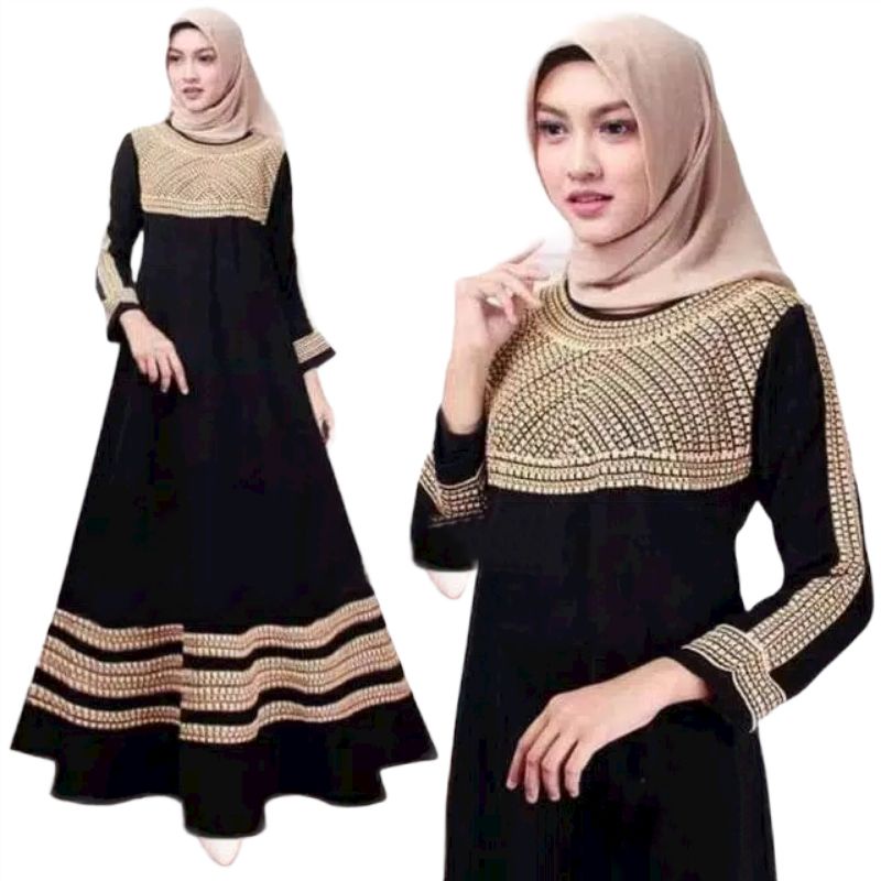 Abaya Basic Hitam Syari Turki Gamis Terbaru Gamis bordir Arohi