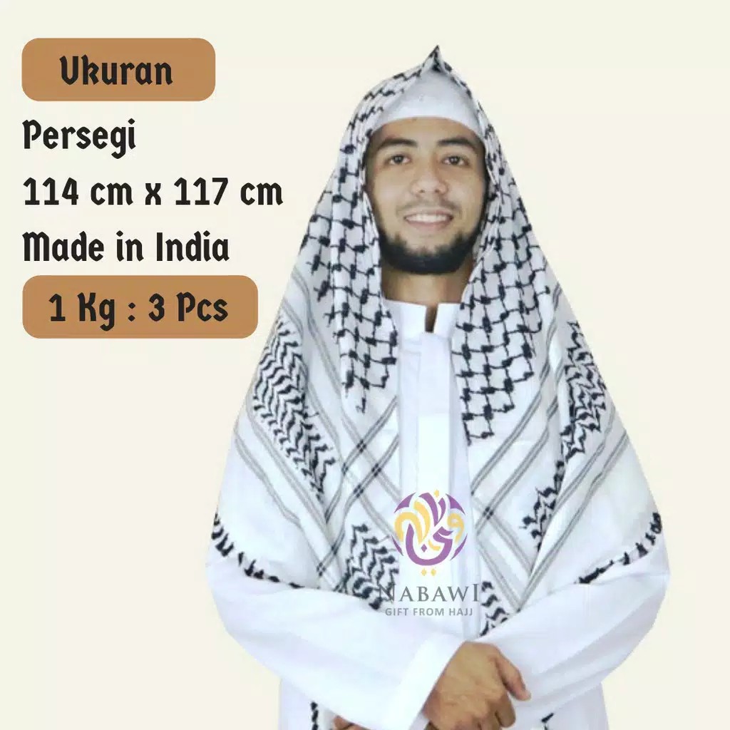 Sorban Arab Almas Putih / Sorban Surban Haji / Sorban, Shemagh