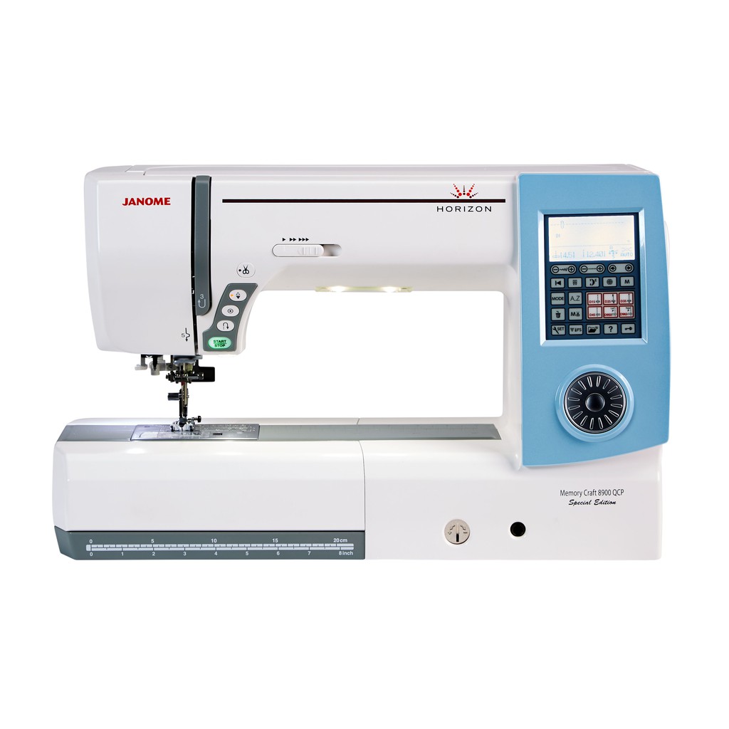 Janome Horizon Mc8900QCP Spesial Edition Mesin jahit Komputer Model Long Arm - Biru Putih