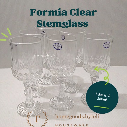 (6PCS/SET) GELAS KACA CANTIK GELAS KAKI WINE GLASS PREMIUM - FORMIA