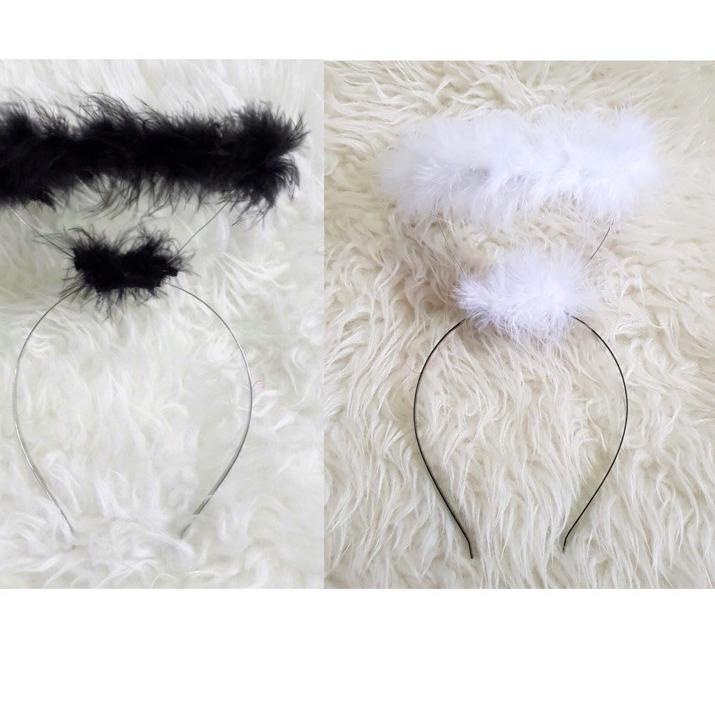 Terbaik Bando Karakter Halloween Angel Black Devil Peri Gagang besi Bando Angel Hitam Kostum Hallowe