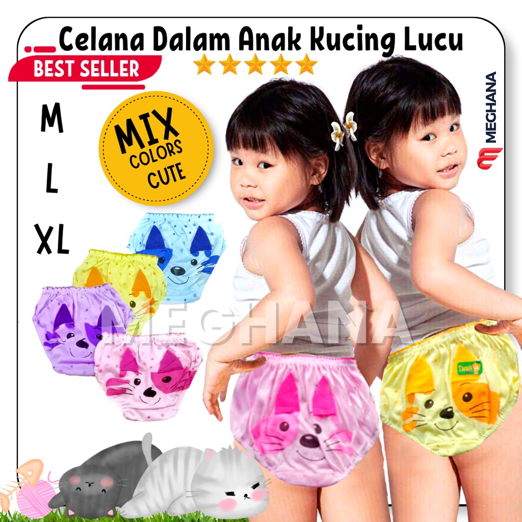 CD / CELANA DALAM ANAK CEWEK 1-2 Tahun Celana Dalam Meow L Bonbon