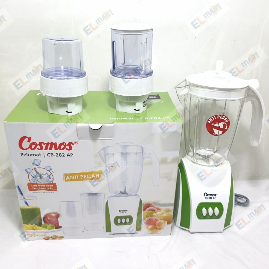 Blender Plastik 2 Liter Anti Pecah Cosmos CB 282 AP - 282AP 3 in1 new green