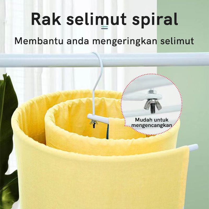 [MURAH] kokoh Jemuran Selimut, Gantungan Sprei, Hanger Selimut, Pengering Selimut - Sprei Spiral rajatokomurah [PADMA]