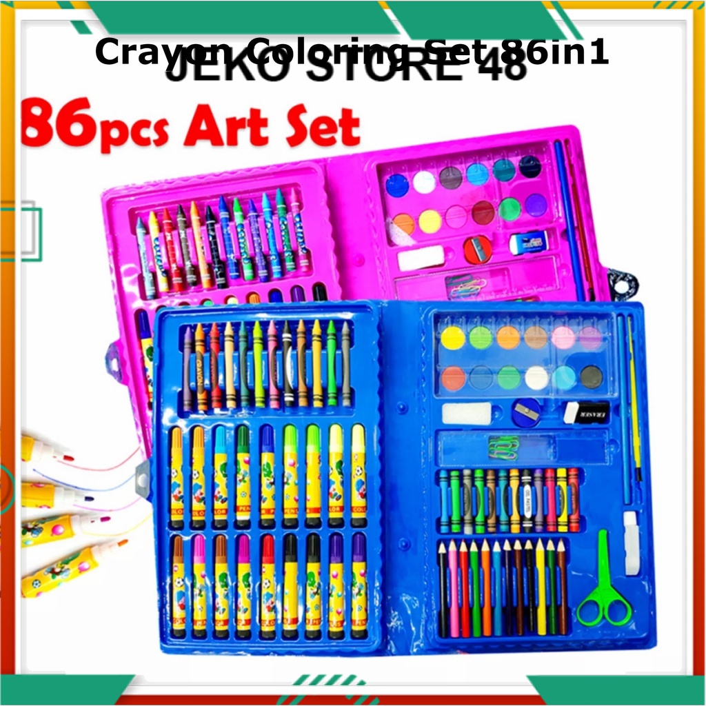 

Colouring Set 86 In 1 Crayon Karakter Cat Air Import Stationary Murah Color Pensil Import JK Jeko Store 48