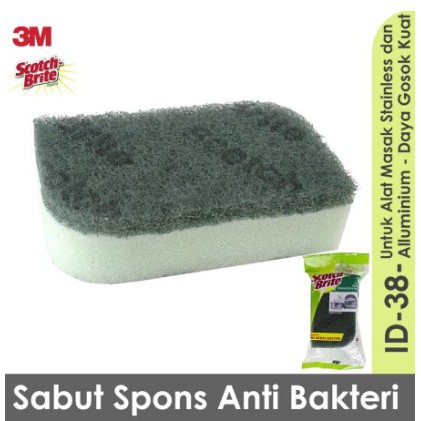 3M Scotch Brite ID 38 Sabut Spons Hijau Anti Bakteri