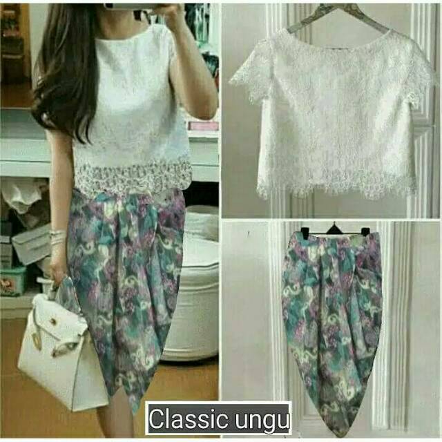 Set vinny setelan kebaya modern baju  atasan  brukat 