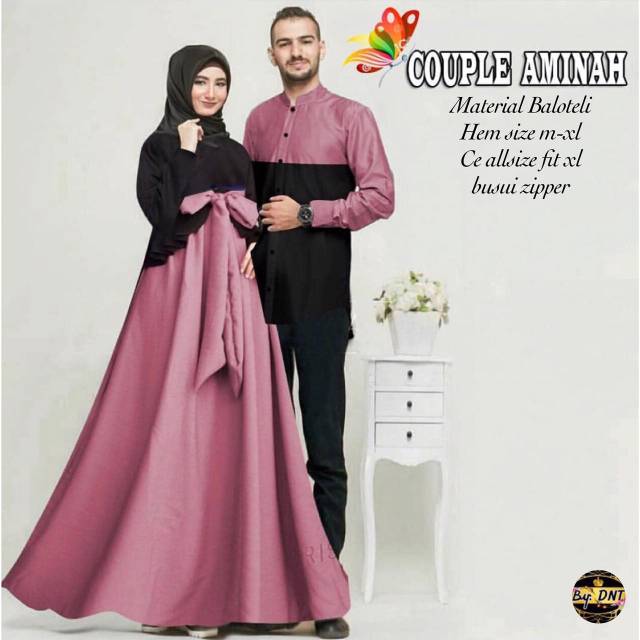 Baju Couple Muslim Baju Pasangan Tunangan Lamaran Tukar Cincin Seragam Pesta Aminah Shopee Indonesia