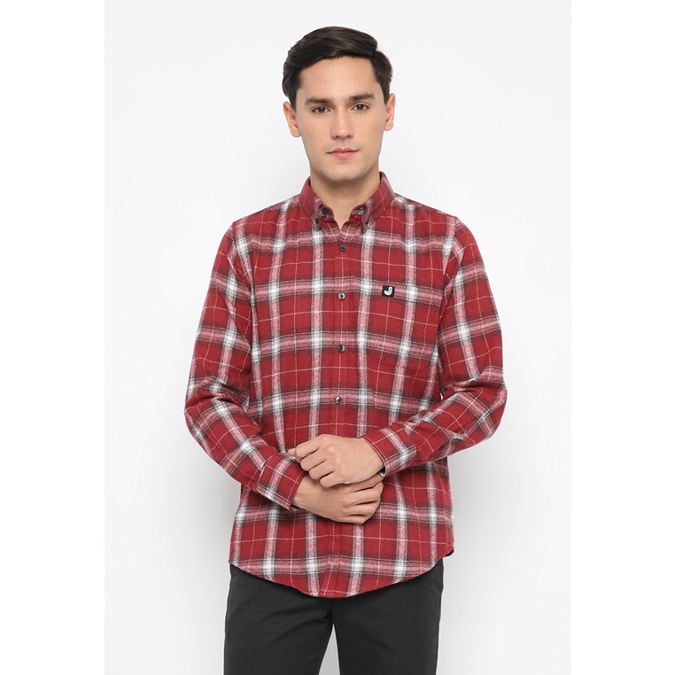 Jobb Nobe Kemeja Pria Lengan Panjang Slim Fit Merah