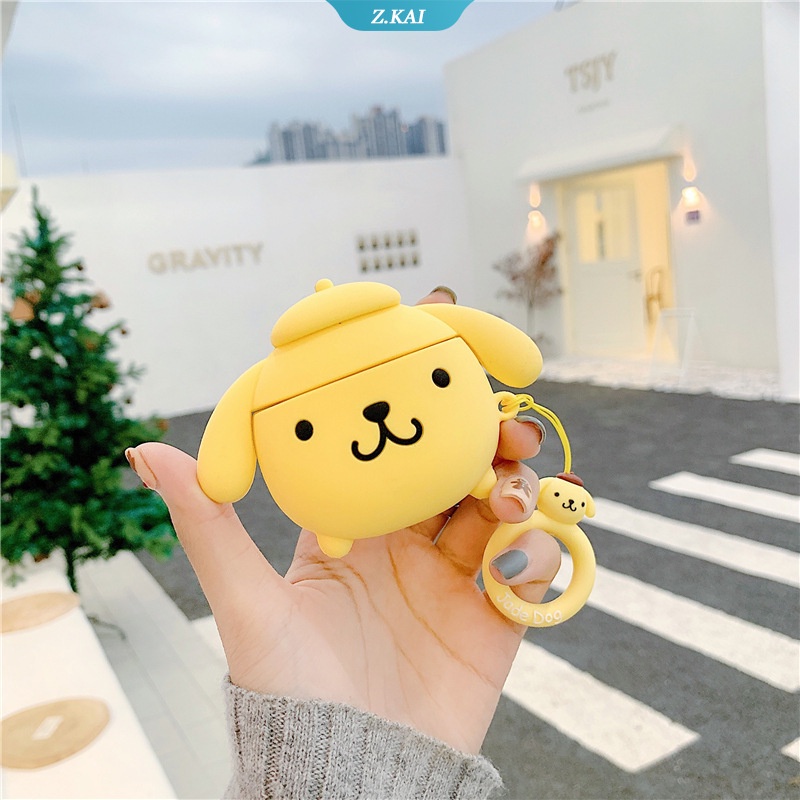 Casing Silikon Motif Kartun Sanrio Kuromi Pom Purin Untuk Simpan Earphone Wireless Bluetooth Apple AirPods 1 / 2 / 3 pro